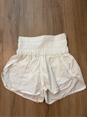 Free People White High Smocked Waist Athletic Shorts Size X-Small!